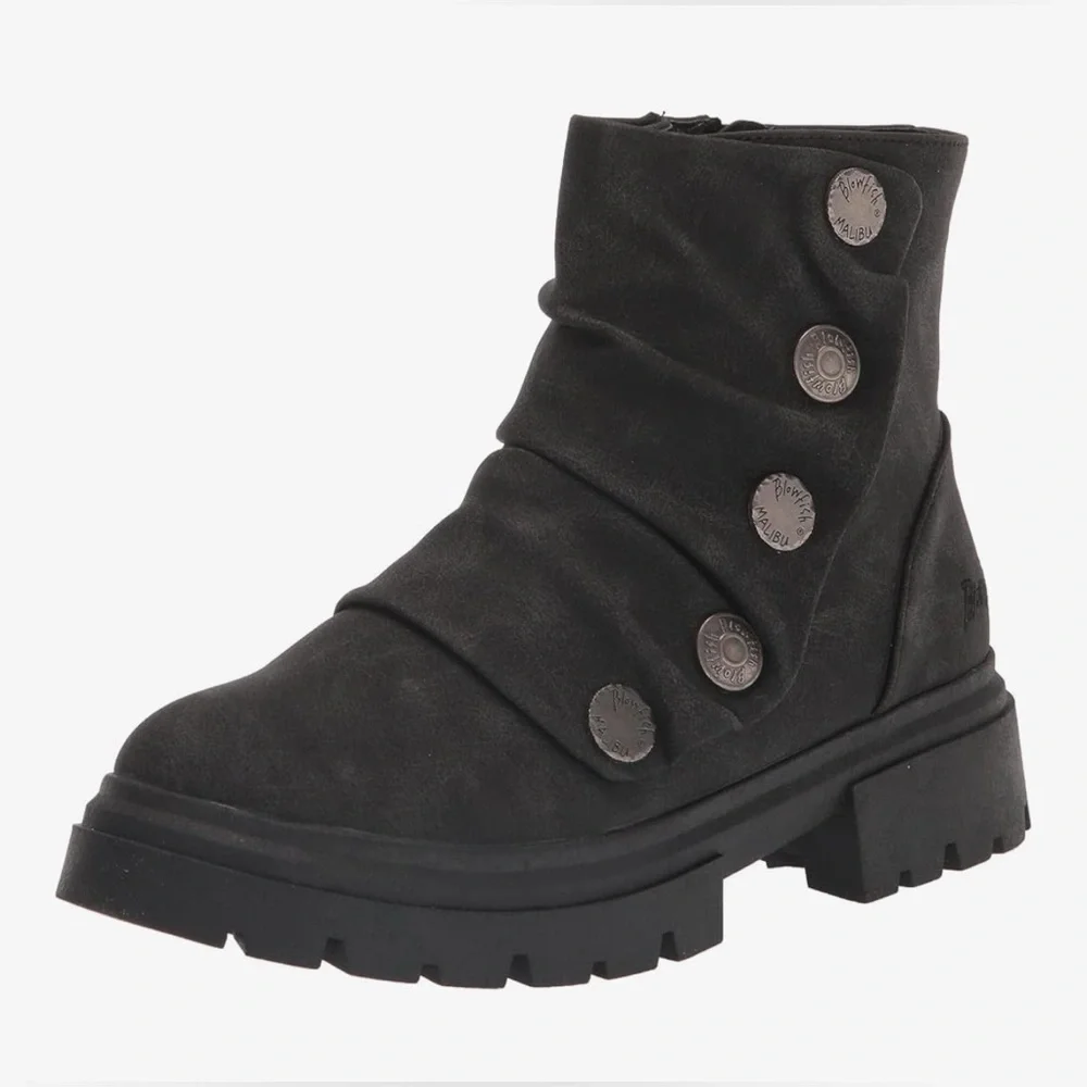 Blowfish Malibu Big Girl's Charcoal Black Lug Sole Can Do-k Fashion Boot  4 NIB